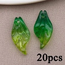 20pcs Glass Colored Leaf Pendant Jewelry Making DIY Earrings Pendant Various Design Charms For Jewelry Making Bracelets Necklace - Multicolor - View 12