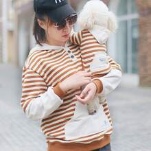 Pet & Owner Matching Striped Hoodie, Small Cat & Dog Owner Same Style Colorblock Patchwork Casual Top - Multicolor - View 2