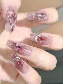 Coral Pink No-Bake Gel Nail Stickers, Waterproof Nail Film, Solid Color, Neon Green, Gradient Full Cover - 紅木色 - 查看 4