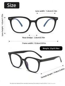 Black Transparent Square Geometric Full Frame Glasses, Suitable For Daily Wear, Office Work, Music Festivals, Dates And All Face Shapes - Multicolor - View 4