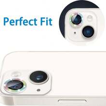 3pcs Glitter Colorful Camera Lens Protector Film, Compatible With IPhone 17 6.3 Inch, [AR+AF] High Definition Transparent Tempered Glass Lens Cover, 9H Scratch Resistant Separate Metal Shiny Ring, Compatible With Phone Case, Easy Installation, Shiny Colorful - Multicolor - View 5