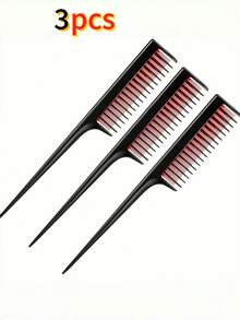 3 pezzi/2 pezzi/1 pezzo Pettine piatto a 3 strati con coda appuntita e design a 3 file di denti densi, pettine resistente al calore per acconciatura di capelli spessi e sottili, crea una struttura di capelli voluminosa e piena, pettine per colpi di luce, pettine con coda appuntita, pettine per acconciature di capelli lunghi, pettine per tintura dei capelli - Multicolore - Visualizzare 8
