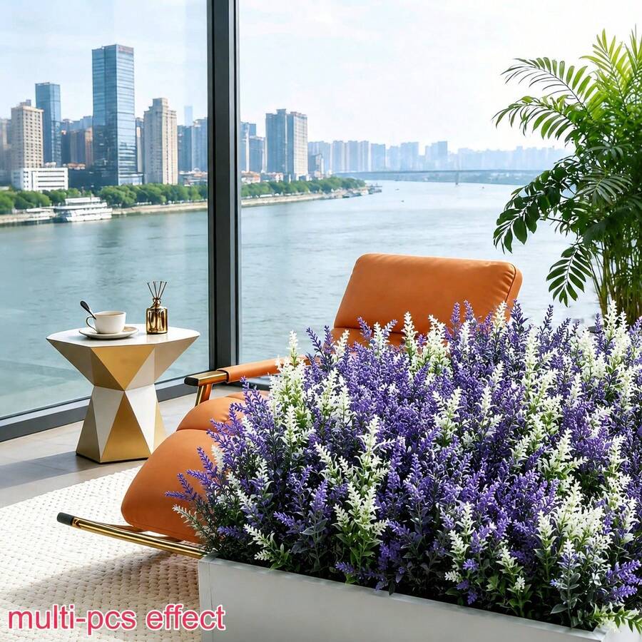 26pcs Artificial Lavender & Wheat Flower Garland, White + Purple, Plastic Fake Floral String Suitable For Outdoor Floral, Christmas Decor, Home Decor In Spring/Summer, Applicable For Outdoor Garden, Patio, Porch, Window Sill, Home Decor, Wedding, Farm Decor, Fade-Resistant, Hanging Style
