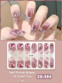 Coral Pink No-Bake Gel Nail Stickers, Waterproof Nail Film, Solid Color, Neon Green, Gradient Full Cover - 紅木色 - 查看 6