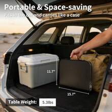 Small Camping Portable Table, Black Aluminum Frame, Adjustable Height Up To 21", Lightweight Carry Handle, Portable For Travel, Camping Outdoor Use - 2 Ft X 1.3 Ft X 1.78 Ft H No Umbrella Hole - View 3