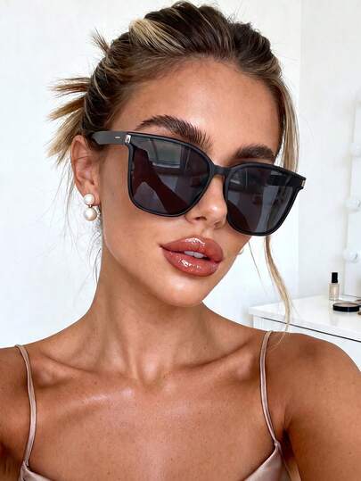 1 Pair Women's And Men's Square Black Retro Fashion Sunglasses, Full Frame Versatile Personalized Fashion Glasses, Suitable For Vacation, Travel, Beach Accessories, Elegant Style, Music Festival, College Style, Back To School Essential