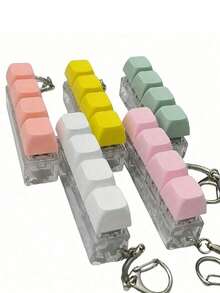 4-Button Magic Cube Stress Relief Toy,Creative Keyboard Pendant Ornament,Keyboard-Shaped Adult Stress Relief Keychain,Focus And Relaxation Zipper Keychain,Suitable As Birthday Gift,Gothic Y2K Style Lanyard ID Card Holder,Classroom Reward,Bag Charms - Upgraded Version - View 8
