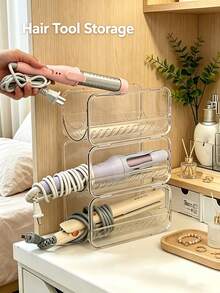 2/1pc Stackable Clear Hair Tool Organizer Hair Straightener Holder For Vanity Countertop Portable Curler Storage Rack Styling Wand Stand Bathroom Organization Accessories Space Saving Curling Iron Holder Stackable Hair Styling Tool Organizer - Multicolor - View 7