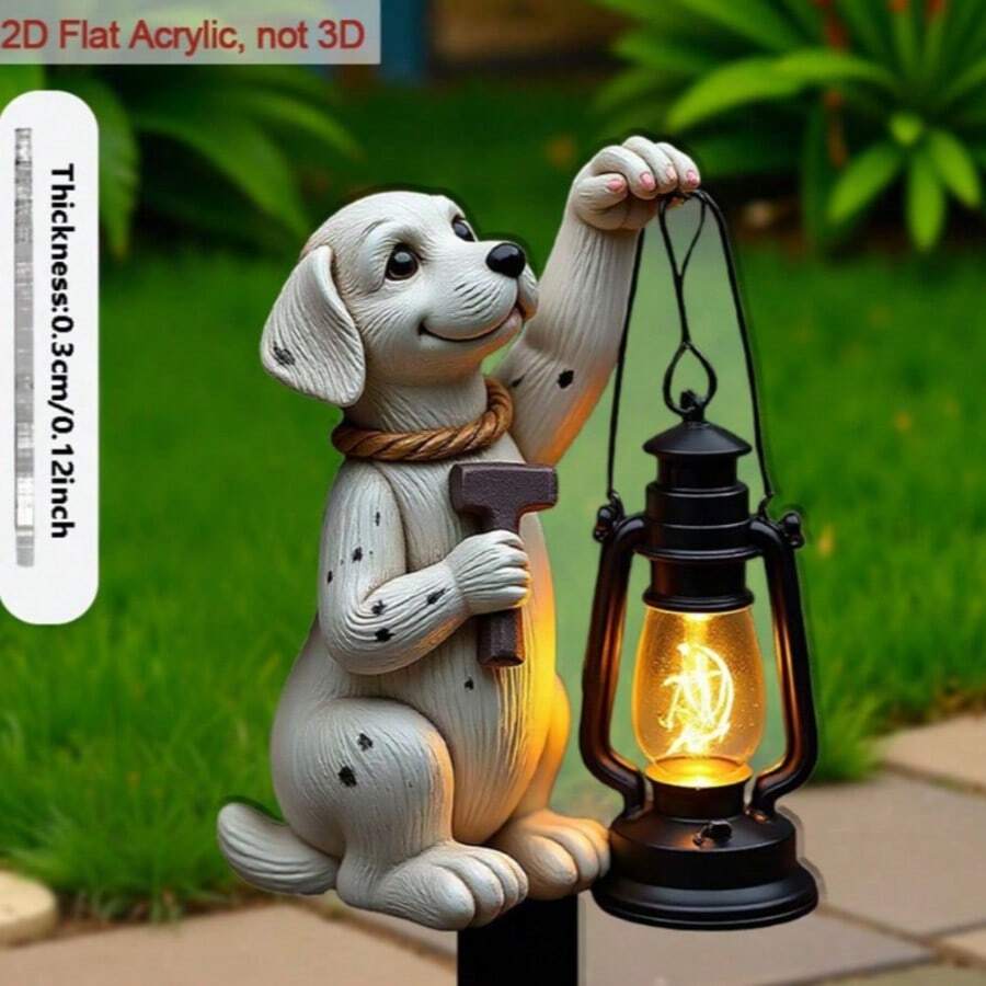 [2D Flat] 2D Flat Shaped, 1pc Puppy Garden Stake - Pointed Tip Easy Insertion Design, Acrylic Material Suitable For Outdoor/Planter Decoration, 0.2cm Thickness, Yard Flower Bed, Durable Garden Ornament (Puppy Shape, 2D Flat)
