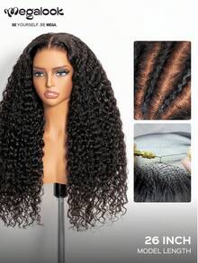 MEGALOOK Upgrade 13x6 Glueless Wigs Water Wave Wig With Drawsting Put On Go Ear-To-Ear Lace Front Human Hair Wig 180%/200% Density Glueless Pre-Plucked Pre-Cut Lace Natural Color Curly Wigs For Women Daily Use - SNatural - View 5