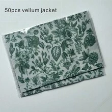 NIEWSPECIAL 20/50/100入 藍色或綠色空白、或粉色花卉硫酸紙信封，適用於5x7英吋婚禮邀請函、DIY邀請函、客製化硫酸紙信封 - 綠色 - 查看 14
