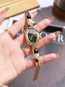 Women's Elegant Star Rhinestone Open Cuff Bracelet Quartz Watch With Oval Rhinestone Dial, Gift For Girlfriend (1pc/Set) Watch Box Not Included - Gold - View 3