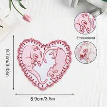 1pc Pink Heart-Shaped Hot Melt Adhesive Patch, DIY Clothing Decoration Fabric Badge Accessory - A - View 3