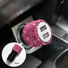 1个闪亮水钻车载充电器，PD 20W Type-C和QC3.0 USB快速充电适配器，12/24V通用，适用于轿车、卡车、SUV，三合一快速充电线，可为手机、耳机、行车记录仪、GPS、无人机等设备充电，是生日、节日和汽车配件的理想礼物。 - 車儲 - 查看 37