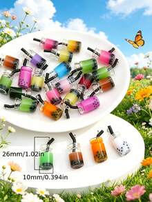 10/20/30/50/100 pièces Ensemble de fournitures de bijoux multicolores et vibrants pour crème glacée et bubble tea - Pendentifs en résine colorés, convenant pour la création de bijoux, porte-clés et artisanat - Designs durables et accrocheurs, accessoires pour colliers, boucles d'oreilles, cadeaux, confection de bijoux - Pendentif bouteille - Voir 11