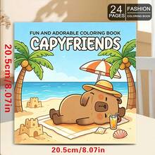 1 Cute Capybara Coloring Book, 24 Pages Thick Paper, Stress-Relieving Fashion Aesthetic Creation, Perfect For Adult Relaxation, Family Gatherings And Holiday Decor, Father's Day, Halloween, Christmas,Enhancing Creativity, Beautifully Designed - Single Piece - View 6