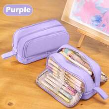 Large Capacity Pencil Case 4 Compartments,Pencil Pouch With Zipper Portable Handle For Teens Adults Aesthetic Pencil Bag Stationery Organizer... - Multicolor - View 15
