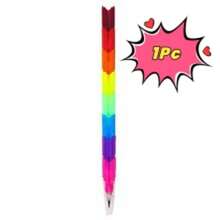 1Pc/4Pcs/24Pcs (20Pcs Pencil Lead) Rainbow Segmented Retractable Pencil, 2B No-Sharpening Pencil Building Block Style Rainbow Color Bullet Pen, Minimalist Multi-Color Striped Smooth Writing Stationery Set, Back To School Exam Student Gift, School Supplies - A - View 10