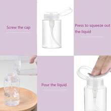 4/2 قطعة موزع مضخة ضغط للأسفل، موزع مزيل مكياج سائل، زجاجات فارغة شفافة بغطاء ضغط، حاويات سفر قابلة لإعادة التعبئة للكحول وطلاء الأظافر ومزيل المكياج والتونر، (تشمل الملصقات) - شفاف - مشاهدة 7