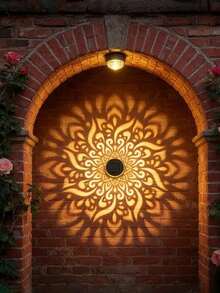 1/2/4pcs Solar Fence Lights, 7-Color Changing Mandala Pattern Projection Solar Outdoor Lights, Auto On/Off Solar Wall Lights, Colorful LED Decorative Solar Lights, Suitable For Yard, Garden, Patio, Fence, Deck, Backyard, Walkway And Outdoor Wall Decoration - Multicolor - View 9