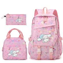 Miniso 粉色美人魚鱗紋睡眠帽 Cinnamoroll 3件組後背包套組，適用日常校園通勤、短途旅行、戶外活動與一日遊 - 粉色 - 查看 4