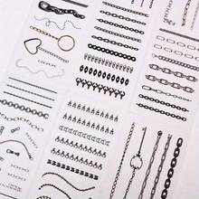 6pcs Chain Pattern PET Waterproof Stickers, Transparent Index Tabs For Scrapbooking, Suitable For DIY Crafts, Notebooks And Party Activities, Multiple Styles Of DIY Decorative Stickers, Durable School Supplies - 6 Sheets - View 2