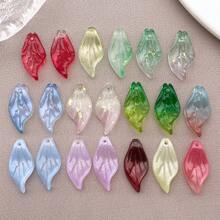 20pcs Glass Colored Leaf Pendant Jewelry Making DIY Earrings Pendant Various Design Charms For Jewelry Making Bracelets Necklace - Multicolor - View 22