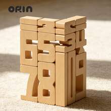 1-10 Natural Wooden Number Stacking Blocks Set With Large Size Digits. It Combines Number Recognition And Math Games To Train Kids'fine Motor Skills, Focus And Spatial Logic, An All-Scene Educational Toy For Holidays And Children's Birthday Gifts - Multicolor - View 5