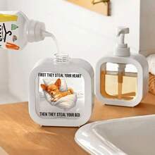 1pc Funny Chihuahua Print Press Soap Dispenser, Cute Sleeping Puppy Pattern With English Slogan, Bathroom Kitchen Hand Soap Lotion Dispenser Pump Bottle, Creative Gift For Pet Lovers - Multicolor - View 6