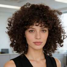 Peruca Afro Encaracolada Sintética com 2 Cores Opcionais para Homens e Escuro Sólido e Marrom com Mechas Loiro Platina, Curta e Fofa Estilo Explosão, para Festa Disco de Feriado, Fantasia Retrô de Cosplay, Carnaval, Uso Diário e Halloween - Multicolorido - Visão 12