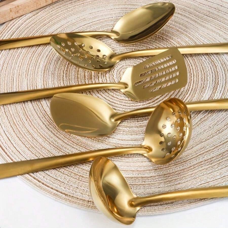 Stainless Steel Kitchen Utensil Set, Durable Kitchen Tools, Including Soup Ladle, Scraper, Whisk, Tongs And Strainer - View 1
