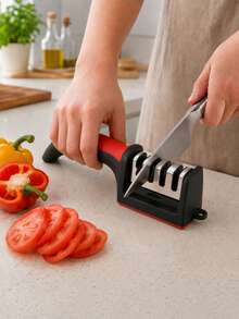 3/4 Stages Handheld Knife Sharpener, Multi Purpose Fast Sharpening Tool Non-Slip Base Design, Essential Kitchen Knives Accessory Gadget For Home Use - Multicolor - View 1