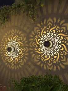 1/2/4pcs Solar Fence Lights, 7-Color Changing Mandala Pattern Projection Solar Outdoor Lights, Auto On/Off Solar Wall Lights, Colorful LED Decorative Solar Lights, Suitable For Yard, Garden, Patio, Fence, Deck, Backyard, Walkway And Outdoor Wall Decoration - Multicolor - View 11
