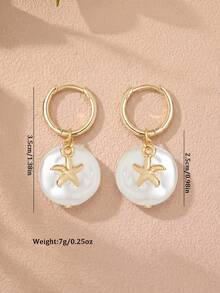 1對夏季海星耳環，女性海灘度假風耳環，波希米亞風格飾品 - 彩色 - 查看 3