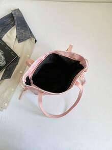 Large Capacity Women's Tote Bag, New Minimalist Commuter Shoulder Bag - Pink - View 4