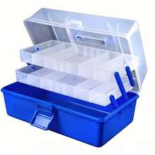 Double-Layer Flip-Top Lure Fishing Tackle Box, (Artificial Lures As Optional Accessories) With Detachable Multi-Compartment Storage Dividers For Classified Storage; Can Hold Lures, Fishing Lines And Reels, Portable Storage Case For Outdoor Angling - Random Color - View 3
