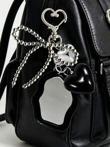 Y2K Sweet Cool Exquisite Fashion Acrylic Keychain, Women's Red Mirror Keychain And Heart Bow Knot Decoration, Asymmetric Mirror Heart Bow Knot, Fashion Bag Charm Alloy Fashion Accessory, Fashion Friendship And Couple Gift, Bag Accessory, Novelty Gift For Family And Friends, Mother's Day, Teacher's Day, Valentine's Day, Easter, Back To School, Dorm, Beach, Travel - Multicolor - View 1