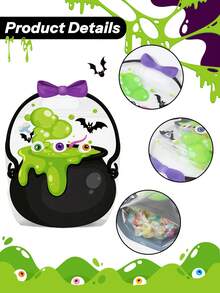 20pcs Halloween Plastic Pumpkin Cauldron Handheld Sealed Candy Bags, Holiday Party Decoration Supplies - Multicolor - View 8