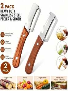 2pcs Stainless Steel Multi-Function Vegetable Peeler And Bottle Opener - Effortless And Convenient Kitchen Tool, Suitable For Peeling Various Vegetables And Fruits - Red and White - View 13