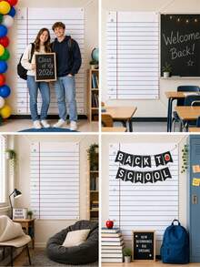 Giant Notebook Paper Texture Background Cloth, Large Notebook Background Banner, First Day Of School Photo Booth, Classroom Wall Decor, Polyester Fabric Background, Suitable For Back To School Party, Graduation Ceremony And Teacher Bulletin Board - Mixed - View 9