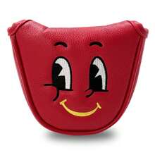 Funda para Putter de Golf con Cara Sonriente de Ojos Grandes de Dibujos Animados/Bordado de Color Contrastante Exquisito & Duradero/Acolchado Reforzado/Tamaño Estándar Universal/Accesorio de Golf Regalo para Vacaciones - Rojo - Ver 1