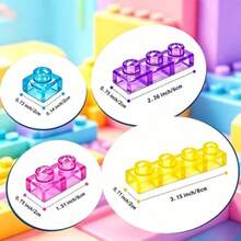 40/60pcs Transparent Colorful Soft Sensory Building Blocks, Stretchable Squeezable Twistable, Tactile Cognitive Training, Educational Construction Puzzle Toy Set For Kids - Multicolor - View 2
