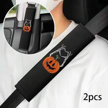 2件組萬聖節南瓜骷髏手型汽車安全帶肩墊，骷髏愛心安全帶套，汽車內飾配件 - A - 查看 1