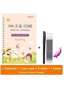 4pcs Magic Handwriting Practice Set + 7pcs Bonus, Reusable Children's Notebook, Handwriting Practice Book, Magic Writing Set, Back To School - Multicolor - View 6