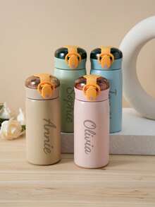 1 buah Botol Minum Anak Stainless Steel dengan Sedotan Silikon Anti Bocor, Dapat Disesuaikan Nama & Polanya, Cocok untuk Anak Laki-laki dan Perempuan Sekolah - MultiWarna - View 9