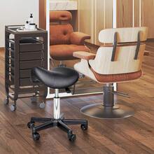 Rolling Saddle Stool, Swivel Salon Chair, Ergonomic Faux Leather Stool, Adjustable Height With Wheels For Spa, Salon, Massage, Office, Black-XY758296 - Multicolor - View 6