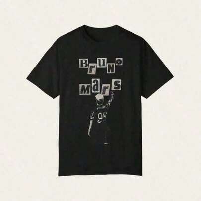 Women's & Men's Streetwear Cotton Graphic Tees, Y2k Festival Outfits Women, Black Top, 2026  Fashionable T-Shirt, BrunoS Mars Holiday Essential