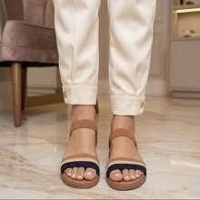 ALLEAN Adult Elastic Flat Sandal - BK CARAMELO/NEGRO - Ver 2