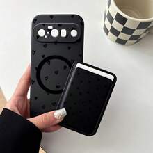 1pc Cute Black Small Heart Pattern Luxury Fashion Vintage Faux Leather Card Holder Straight Edge Magic Cube Liquid Soft Silicone Phone Case Compatible With Galaxy S26 S25 S24 Ultra S24 Plus S24 FE S23 S22 A55 A54 A53 A52 A50 A30 A42 A35 A34 A33 A25 A24 A20 A30 A15 A17, Smart 8/ Hot 40i/Spark 20/Spark 20C/Spark Go 2024/ G84/Honor X9b X9A X9D X7B X9C X6A 8X X7 X8 X8C X8B Y9S Y9A Y7P Y7P/1+ - Black - View 5