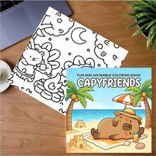 1 Cute Capybara Coloring Book, 24 Pages Thick Paper, Stress-Relieving Fashion Aesthetic Creation, Perfect For Adult Relaxation, Family Gatherings And Holiday Decor, Father's Day, Halloween, Christmas,Enhancing Creativity, Beautifully Designed - Single Piece - View 8